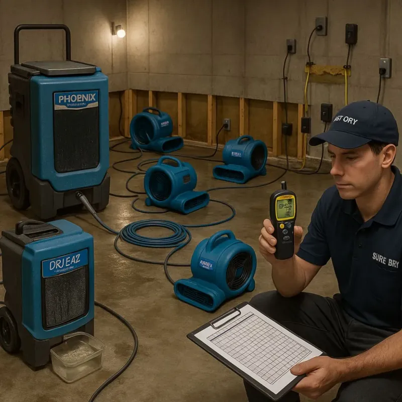 Structural Drying and Dehumidification process in Orange City, FL